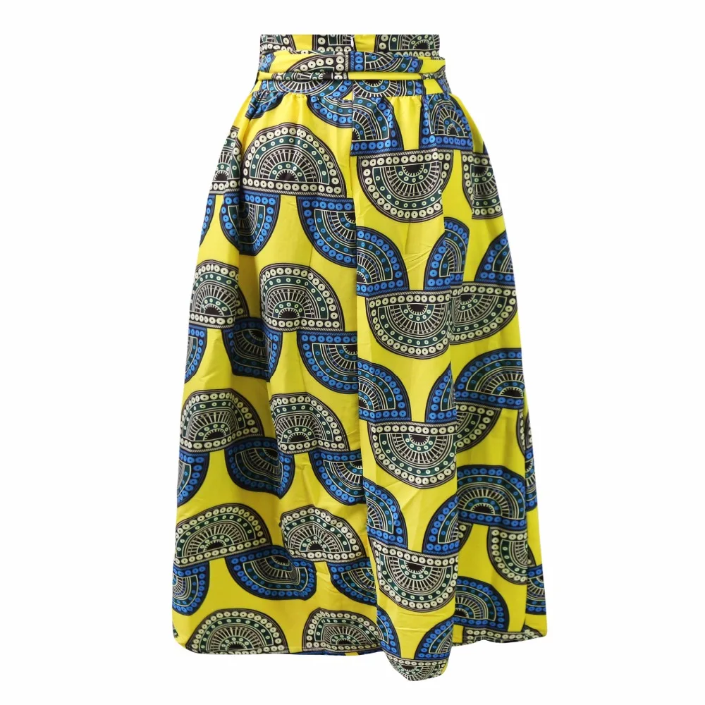 Африканских женщин юбка печатным рисунком большие размеры плиссированная юбка с поясной ремень BM1975