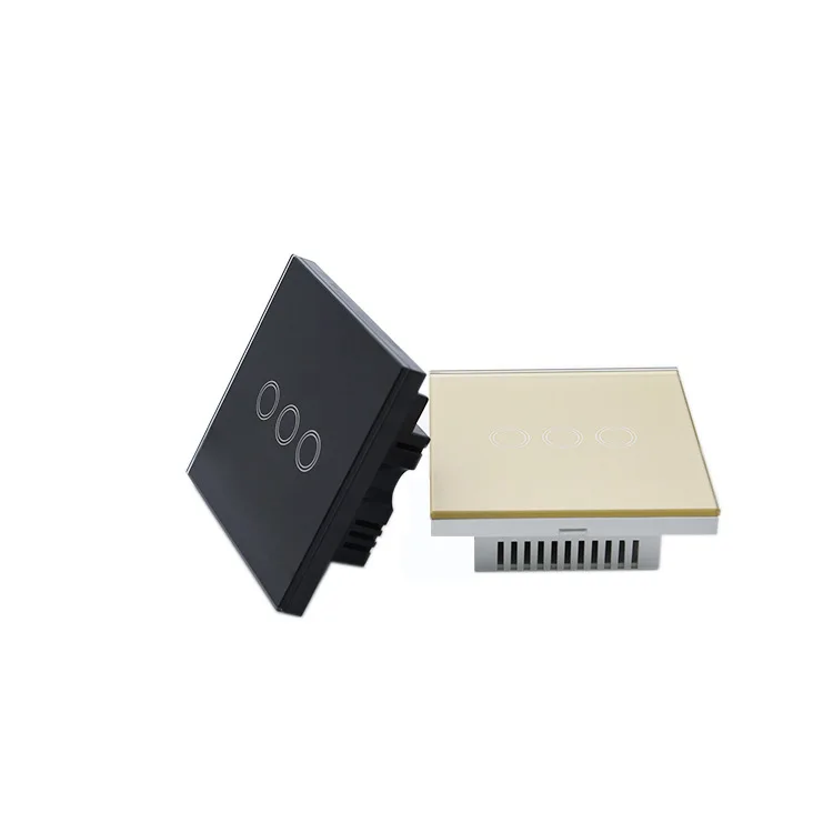 

AIOBLI BLACK WHITE Gold Touch Switch Wall Light Switch With waterproof Touch Screen Switch Crystal Glass on off switch