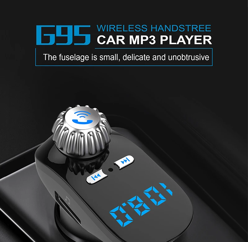 G95 Черный Автомобильный MP3 fm-передатчик маленький автомобильный Bluetooth прикуриватель высокое качество умная кнопка регулировки Bluetooth плеер
