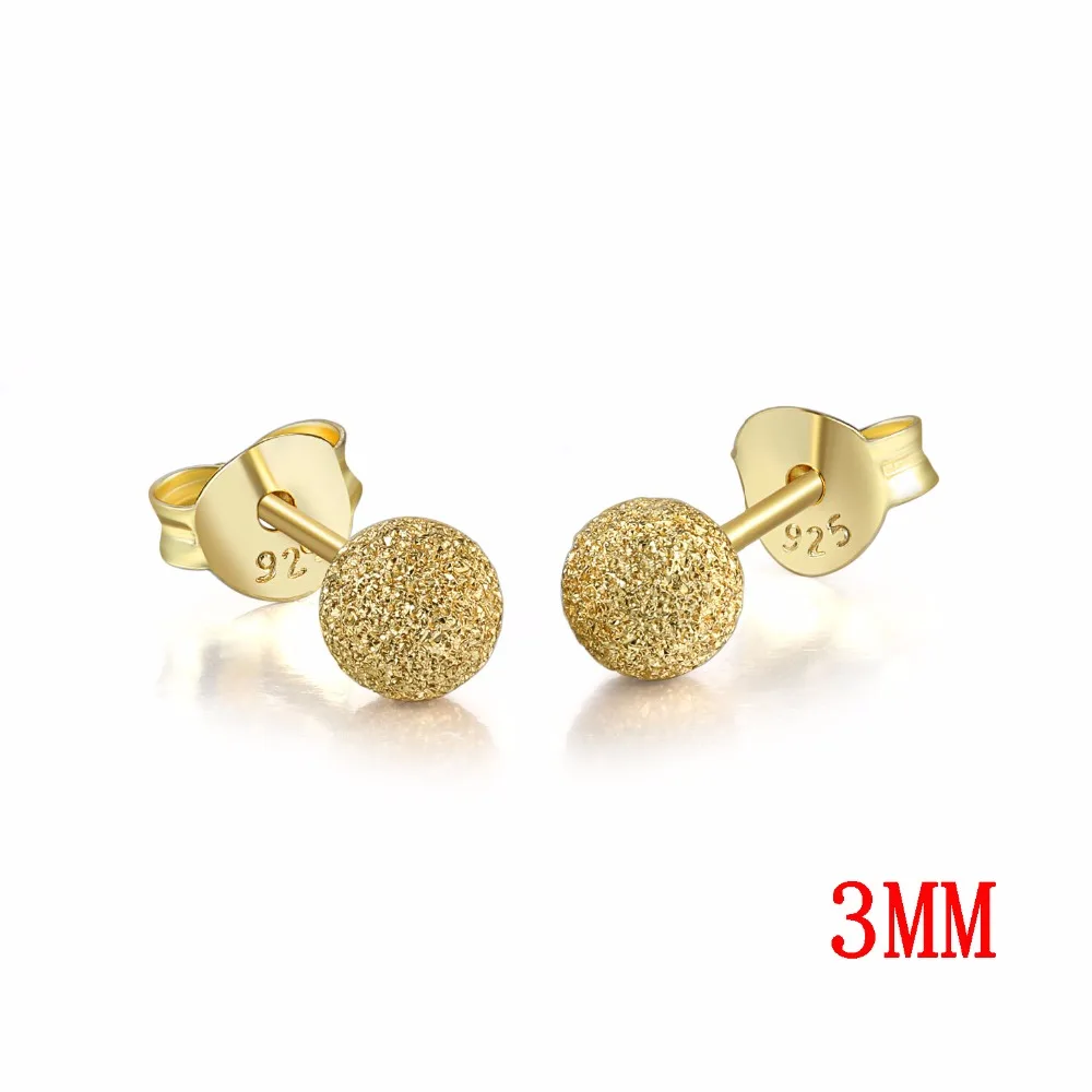 LAMOON Stud Earrings For Women 2018 New Fashion 3MM Ball Shaped 100% Real Sterling Silver S925 Fine Jewelry Girl Gift EY176