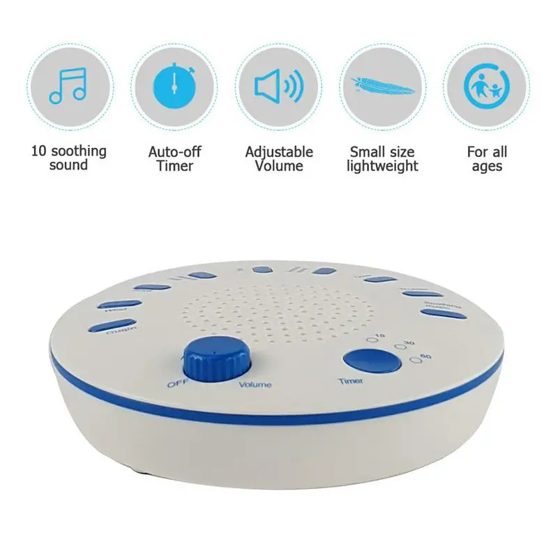 

Baby Sleep Soothers Sound Machine White Noise Record Voice Sensor with 9 Soothing Sound Auto-off Timer For Home Office Travel