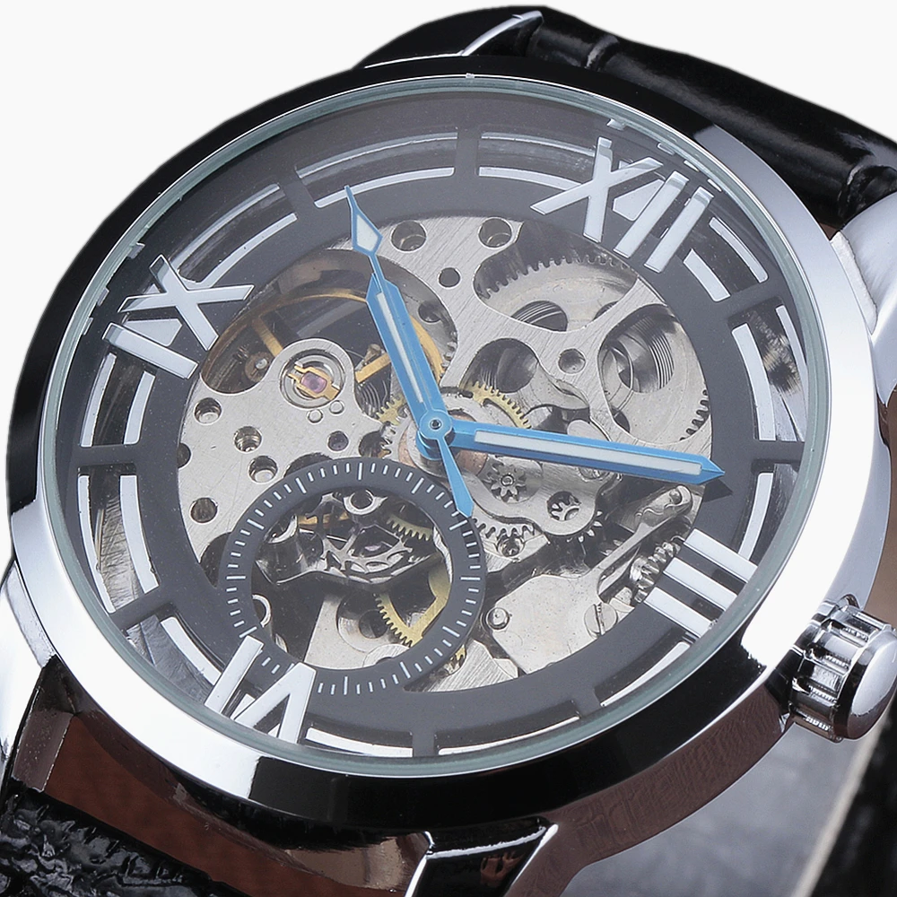 Fashion Top Brand Winner Retro Business Mechanical Clock Men Skeleton