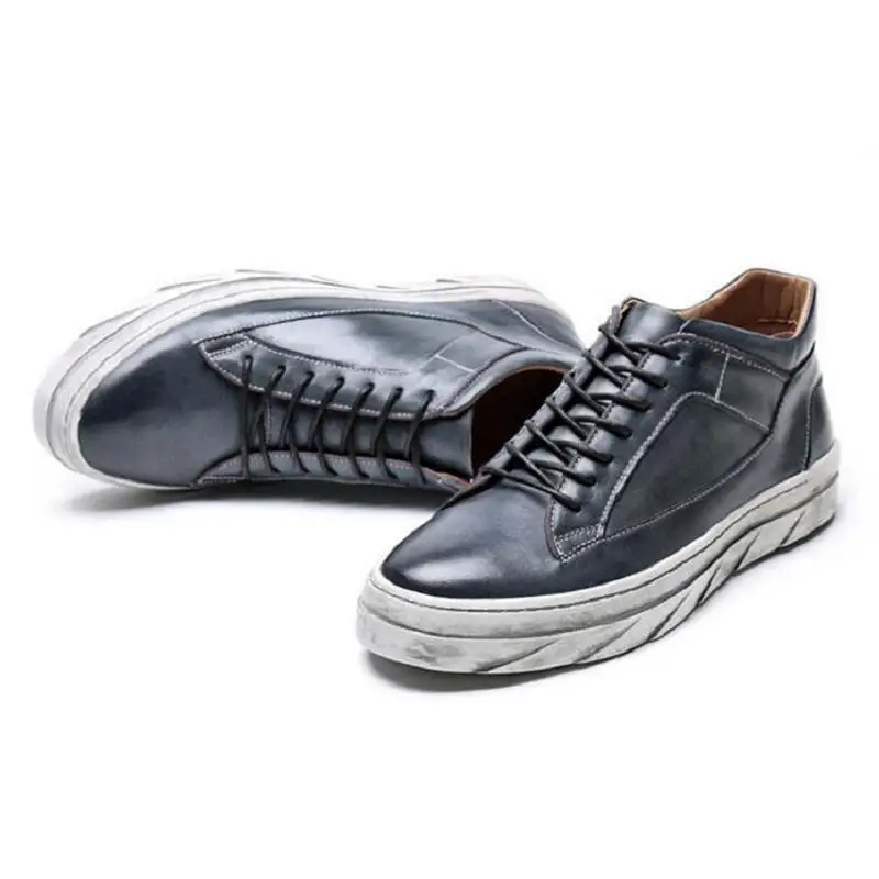 Noir Chaussures Véritable Lace En pu Vache Court Peau Mens Casual Cheville Ciel Cuir Up New Hommes Mode Marque Northmarch Bottes De RLq3Aj54