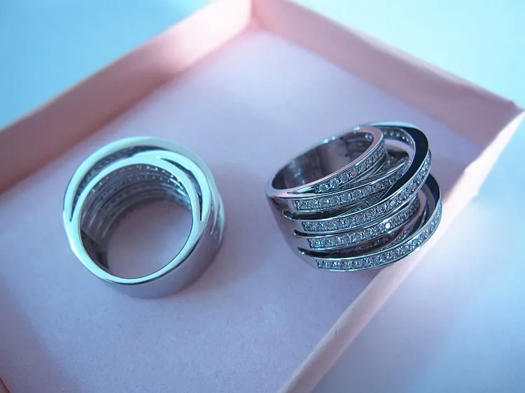 Роскошное многослойное кольцо на палец с кубическим цирконием AAA, свадебные и вечерние ювелирные изделия для женщин, R0894