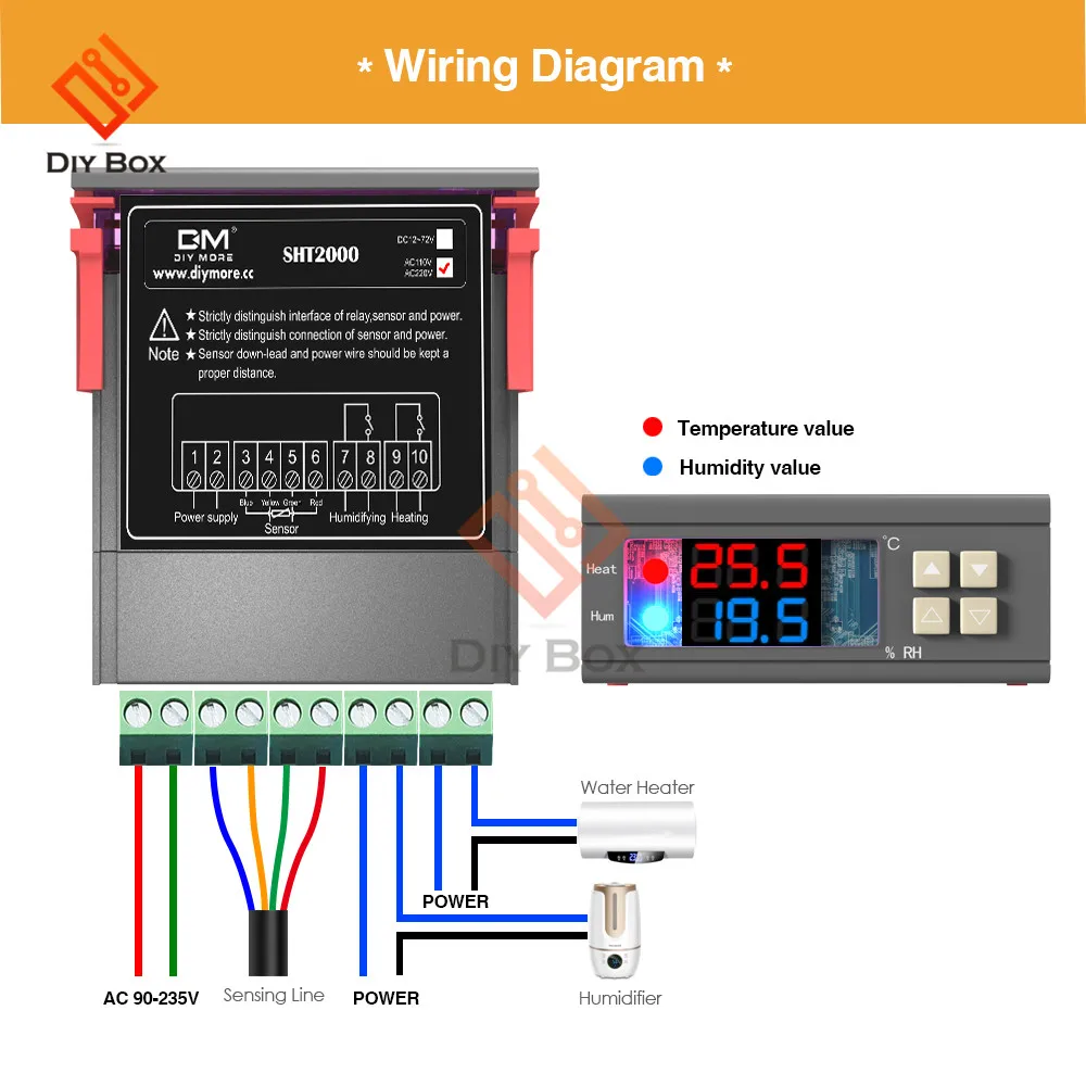 STC-1000 SHT2000 AC 110V 220V Цифровой термостат гигростат регулятор температуры влажности Регулятор терморегулятор гигрометр