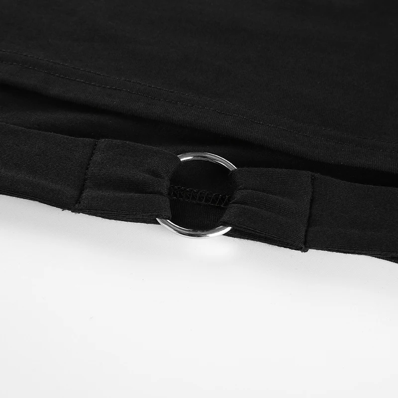 Weekeep, Черная открытая футболка с длинным рукавом, женская сексуальная укороченная трикотажная футболка, уличная мода, укороченный топ