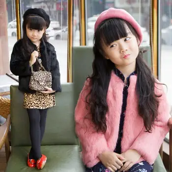 

New Children's Fur Real Rabbit Fur Coat Girl Whole Skin Rabbit Hair Clip Cotton Short Girls Coat