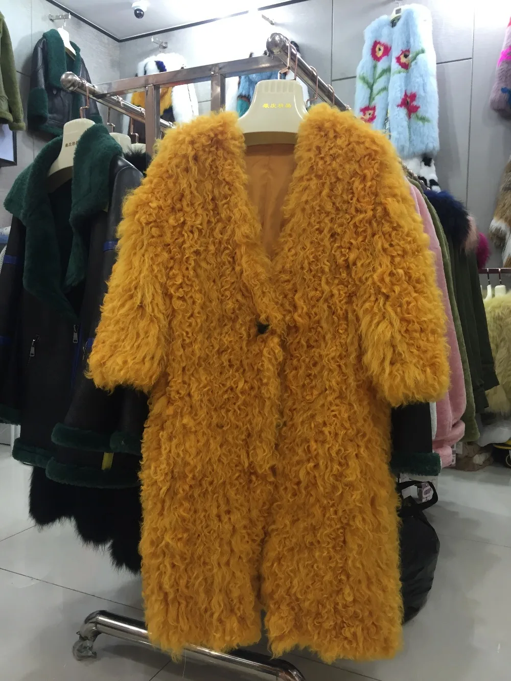 SQXR FUR real WOOL coat Knitted WOOL coat women natural WOOL long