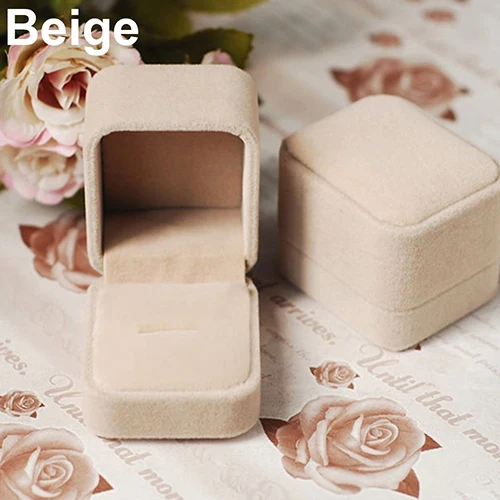 Square Velvet Jewelry Storage Box Necklace Ring Earring Wedding Jewelry Organizer Display Case Valentine's Day Gift for Women