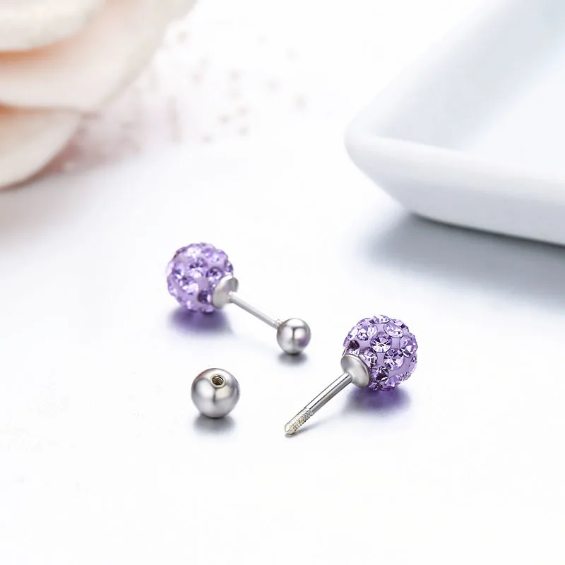 Женские серьги гвоздики из серебра 925 пробы с маленькими кристаллами|screw stud
