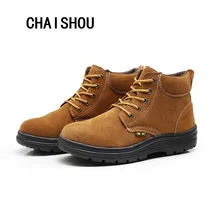 Мужская повседневная обувь с защитой от проколов, Рабочая обувь для мужчин, винтажная сетчатая дышащая обувь со стальным носком, CS-54