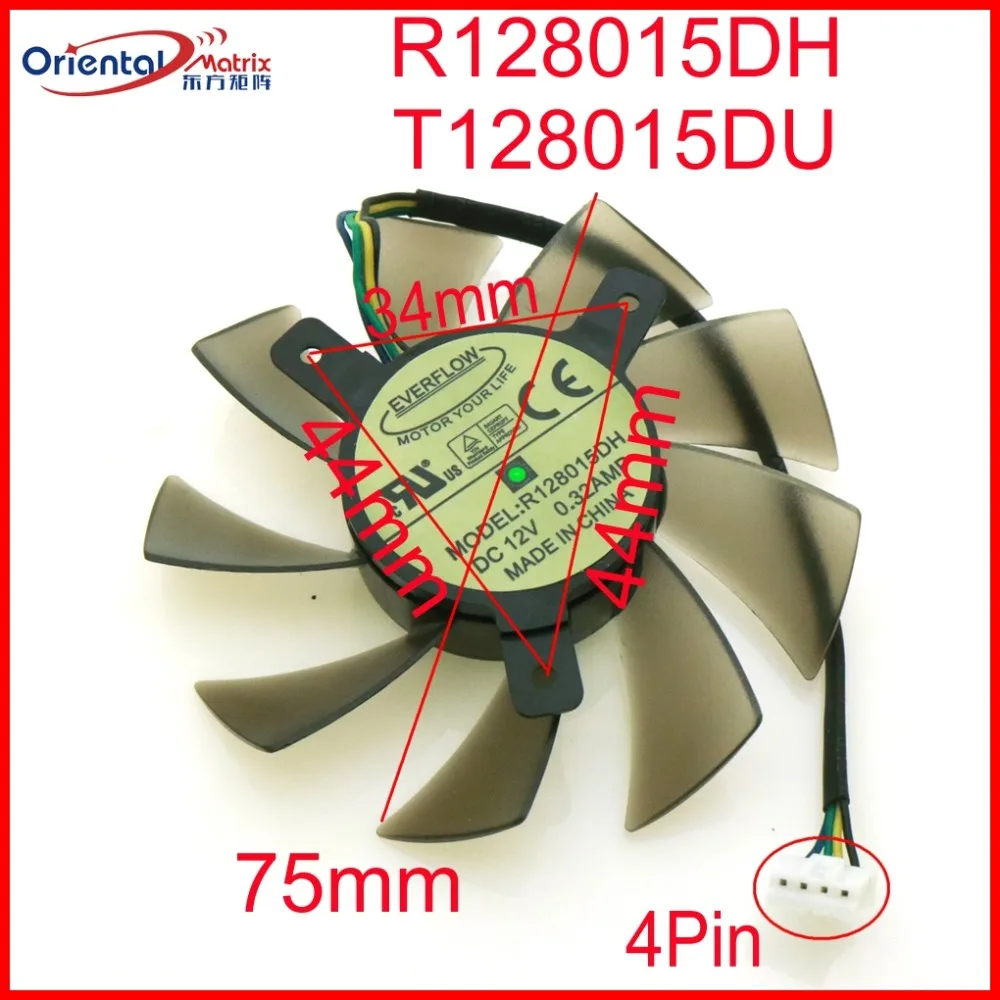 Бесплатная доставка R128015DH T128015DU 12V 0.32A 75 мм VGA вентилятор для GT730 GTS650 GF8 gt640 GKN5