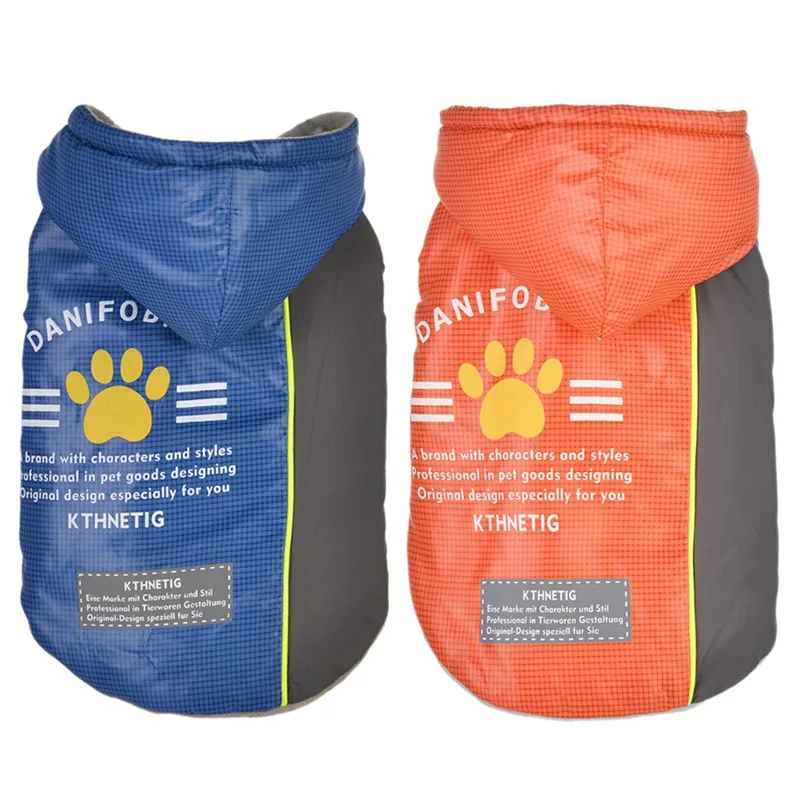 

Pet Dog thickened Clothes Blue Polyester Dog Jackets Windproof Winter Warm Pets Coat Doggy Cat Hoodies Outwear Clothing Parkas