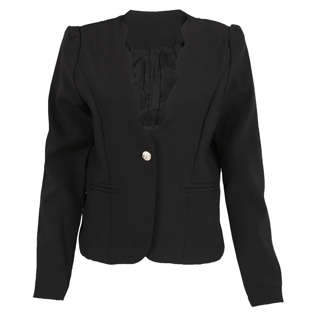 Осень повседневные пиджаки женщин тонкий короткий дизайн костюм Куртки офисные женские пальто одежда-черный, XL