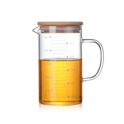 350/500/1000 мл Высокое качество жаропрочного боросиликатного Стекло измерительный чайники Чашки для фруктовых соков бутылка для воды с бамбуковой крышкой - Цвет: B