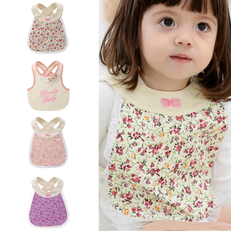 

New soft Cotton Flowers Baby Girl Bibs with Shivering Pattern Saliva Towel Back Cross Type Clothes 4 Types