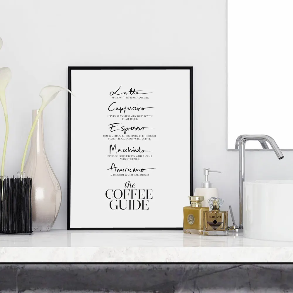 Coffee Guide Tea Posters And Prints Wine Champagne Wall Art Canvas Painting Wall Pictures For Laundry Room Modern Art Wall Decor
