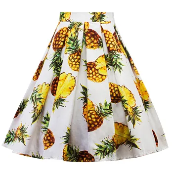 

Feitong Summer Casual Empire Skirt Women Carnival Fashion Pineapple Printing Pleated Half-length Pettiskirt Skirt jupe femme #C