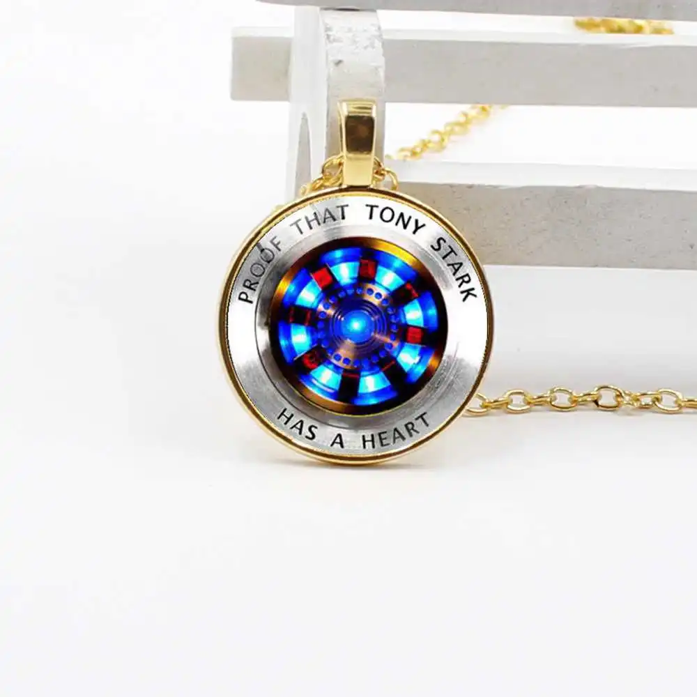 

2019 New Iron Man, Tony Stark Tibet Silver Glass Dome Necklace Pendant Charm Wholesale