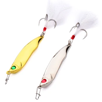

Hot sale 1pcs feather hook gold and silver vib fishing lure 10g 15g 20g 28g 3D eyes sequins fishing baits