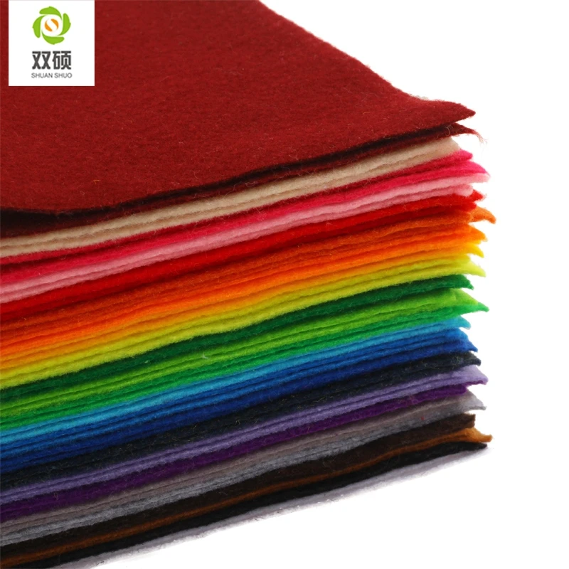 Shuanshuo New High Quality Mix color Soft Polyester Nonwoven Felt Fabric DIY Felt Fabric Pack 1.5MM Thick 24PCS/lot 30X30CM