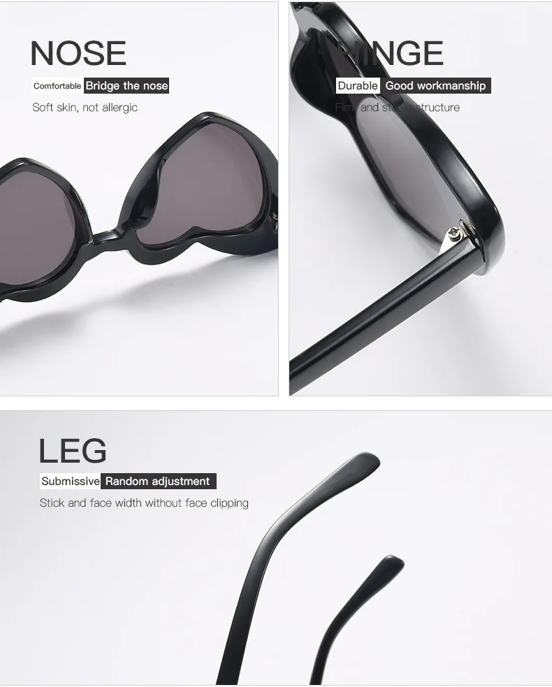 Ladies Heart Shaped Sunglasses love heart sunglasses women cat eye vintage Brand Designer Female Shades Lady Sunnies