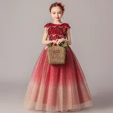 Г. модная аппликация, Детские Элегантные Платья с цветочным рисунком для девочек, платья для церемонии причастия