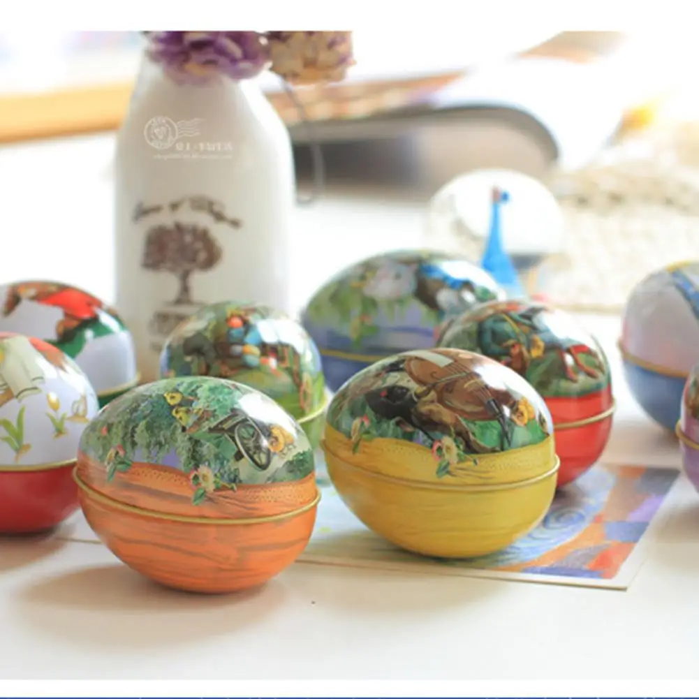 

Easter Egg Painted Eggshel Tin Boxes Pills Case Wedding Can Jewelry Party Accessory Iron Trinket Gift