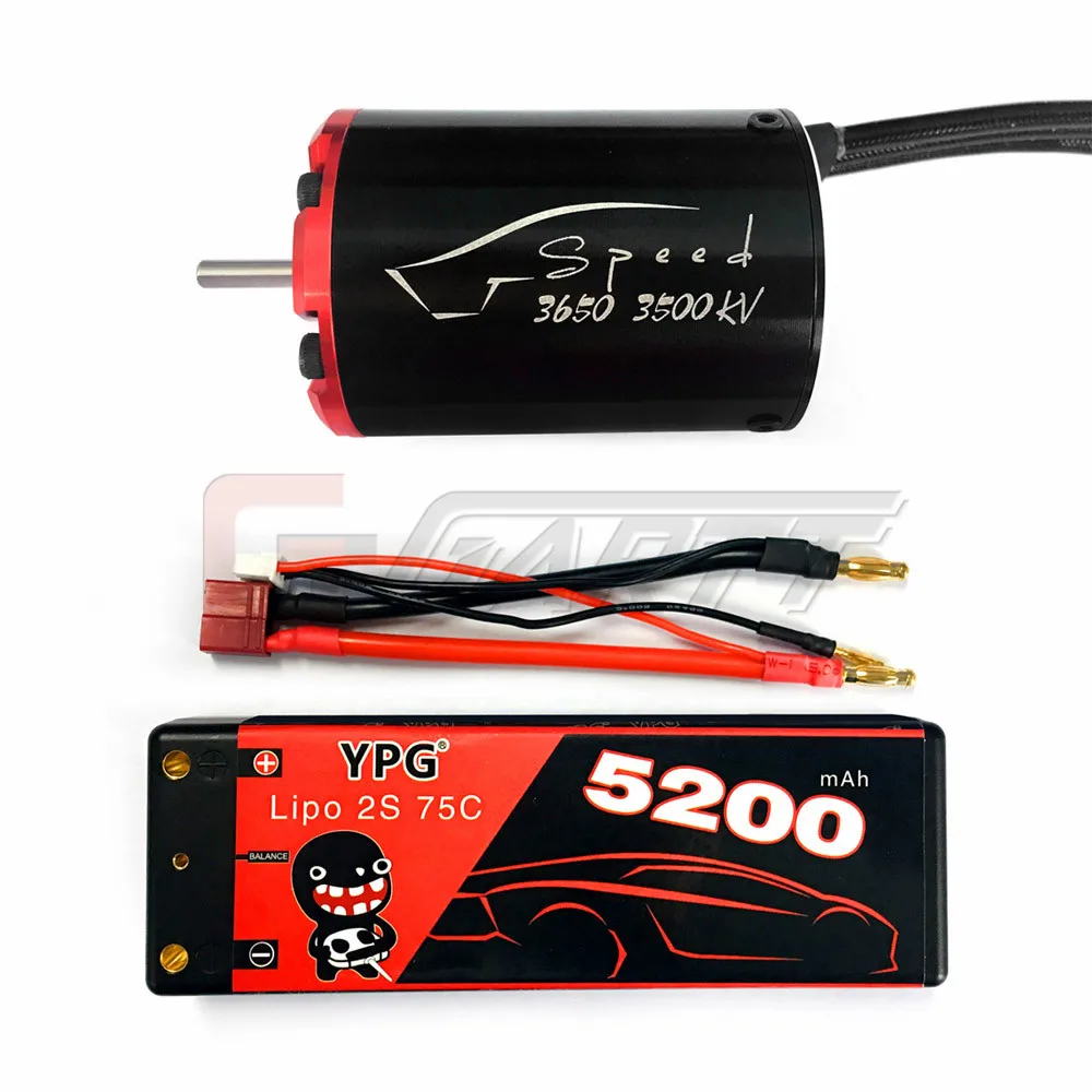 YPG 5200mAH 7,4 V 75C 2S Lipo батарея для RC модели автомобиля лодки грузовика Багги и 3650 35ooKV Inrunner двигателя - Цвет: Battery and motor