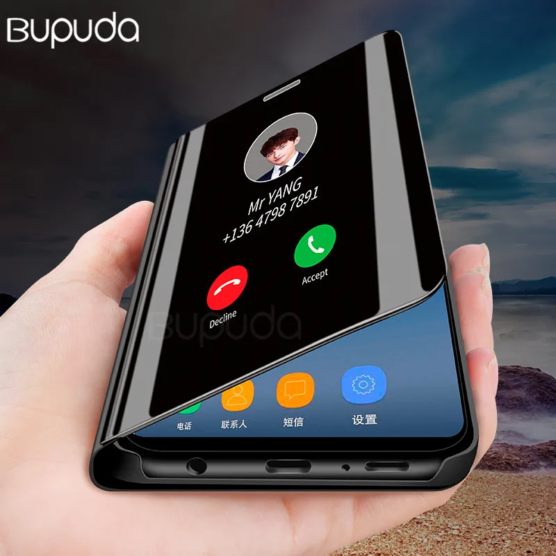 Luxury Flip Standing Case For Xiaomi mi 9 A2 8 Lite A1 6X 5X Mirror Leather Case For Redmi 7 Note 7 6 Pro 5 Plus 6A 4 4X Cover
