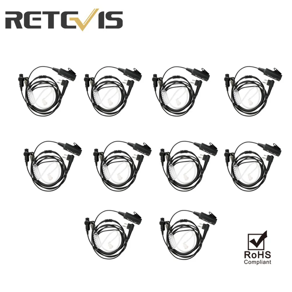 10 шт. Retevis 2 Pin Акустическая трубка радио наушник для Motorola Walkie Talkie EA100M гарнитура с