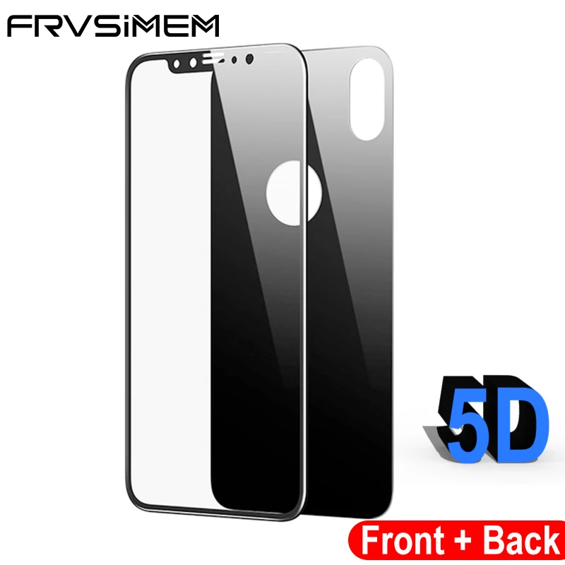 

Front + Back 2 PCS/Lot Tempered Glass For iPhone X 10 7Plus 7 8 Plus Screen Protector Brand Real 5D Full Body Cover Coverage