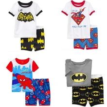 2018 New Summer superman spiderman batman Boys Clothing Sets T shirt Shorts Pants cotton costume 2