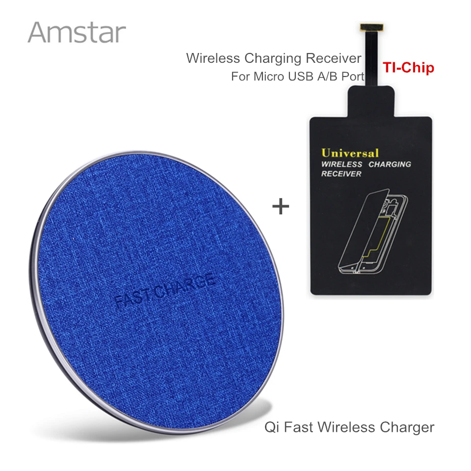 

Amstar 10W Qi Wireless Charger for Samsung Galaxy S8 S7 Note8 for iPhone X 8 8Plus + Wireless Charger Receive for Micro USB Port
