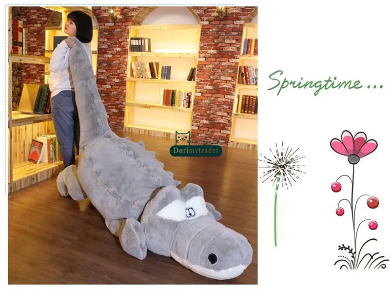 Dorimytrader 200cm Huge Cute Simulated Animal  Crocodile Stuffed Pillow Cushion Big Cartoon Alligator Plush Toy Kids Doll Present DY60155(12)