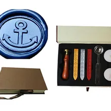 Винтаж якорь пользовательские изображение логотипа свадебные приглашения Воск уплотнительное штамп Щупы для мангала плавления ложка подарочная коробка комплект
