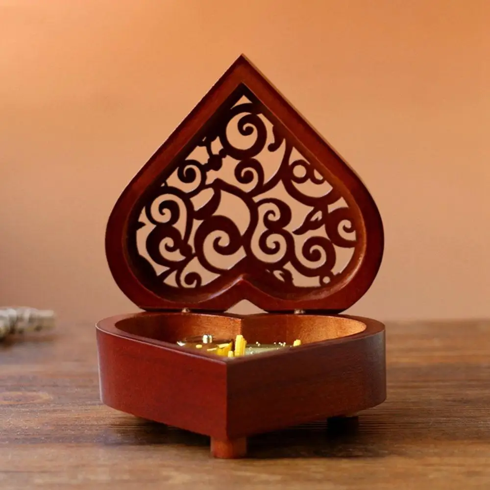 Neuartige Designs Herrliche Farben Und Exquisite Verarbeitung Vintage Musical Box Kreative Herz Geformt Holz Geschnitzt Mechanismus Wind Up Musik Box Geschenk Für Weihnachten/geburtstag/valentinstag Der Tag BerüHmt FüR AusgewäHlte Materialien