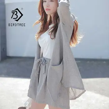 

New Summer OL Cotton and Linen Two Piece Sets Solid Suit Jacket+Short Pant Suits Set Single Button Loose Suit Hot Sale S95026Z