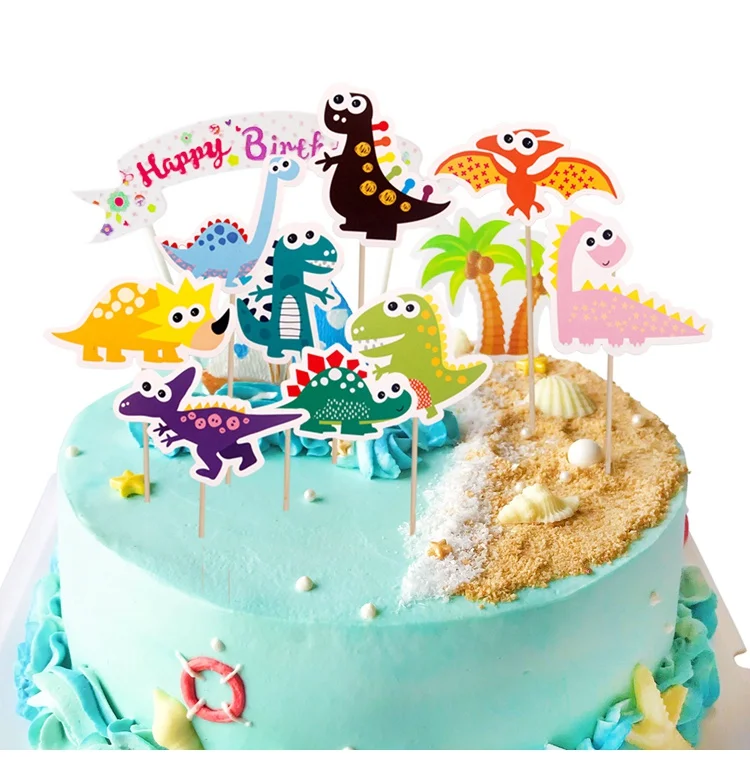 Staraise мультфильм животное, кекс топперы с днем День рождения Декор для детей сувениры динозавр вечерние поставки торт флаг детского дня рождения