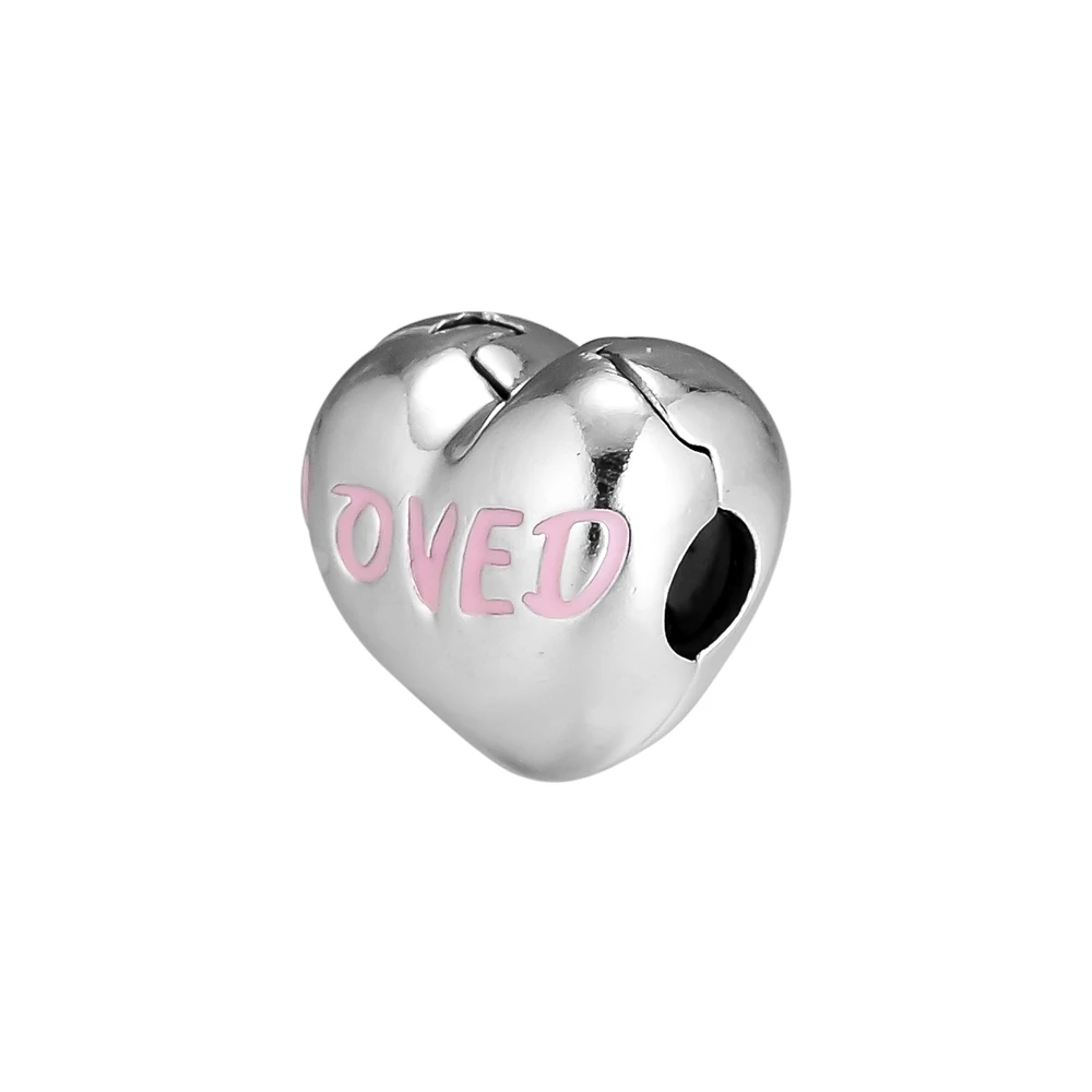 DIY Подходит для Pandora Charms браслеты Любимое Сердце Клип бусины 925 пробы 100%-серебро-ювелирные изделия Бесплатная доставка