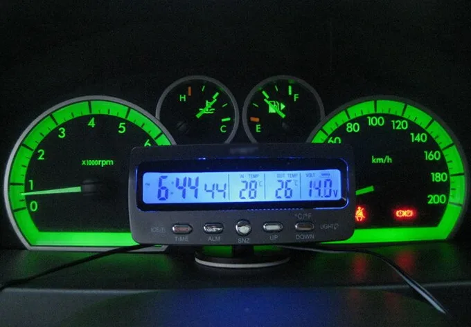 Новейший ЖК-дисплей внутренний/открытый Автомобильный цифровой термометр Температура Будильник Время Дата Час автомобильный детектор напряжения метр