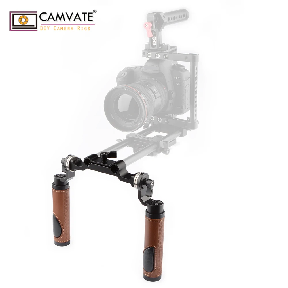 CAMVATE стиль розетка ручки (кожа) и 15 мм стержень зажим Railblock для DSLR ручка плеча Rig