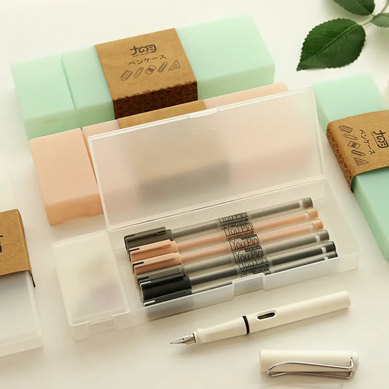 

New Arrival Simple Style Candy Color Translucent PP Pencil Case Pencil Box StorageBox School Stationery