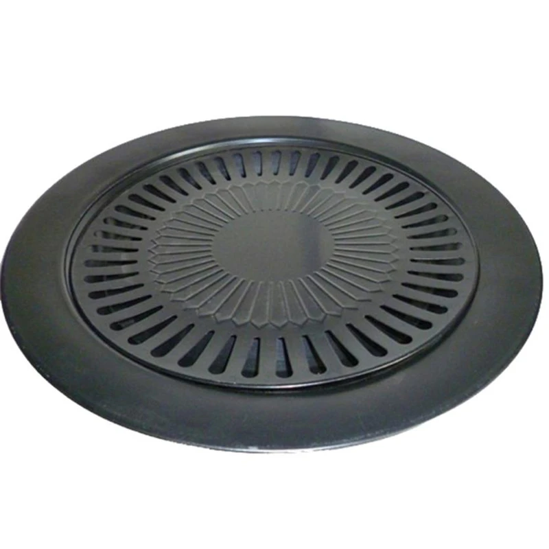 New Creative  Round Iron Korean BBQ Grill Plate Barbecue Non-stick Pan Set with Holder SetLight weight  Wear-resistant hot C030204