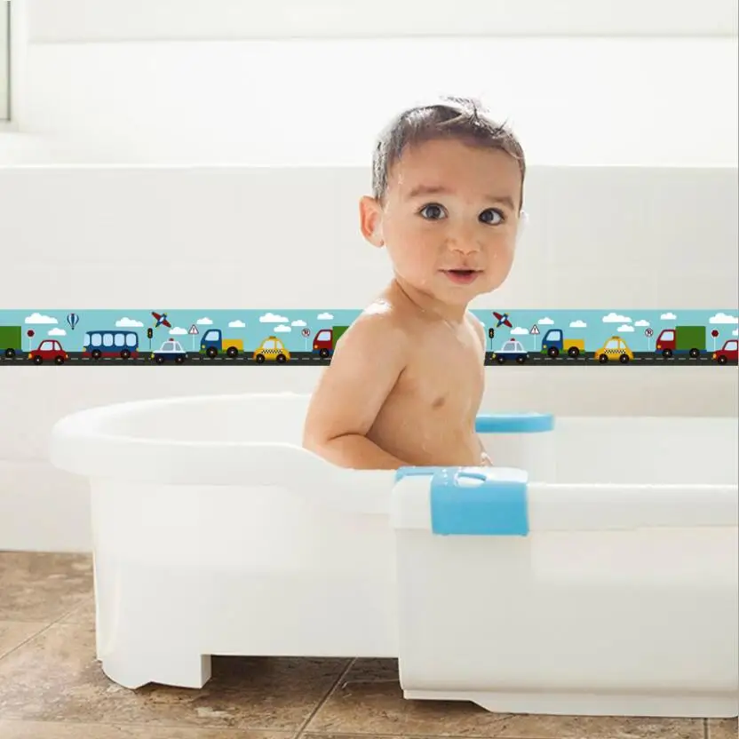 

2019 Cute Cartoon Car Traffic Wall Stickers Wallpaper Borders Kids Rooms Stickers Bathroom Tile Furniture Home Decoration QT147