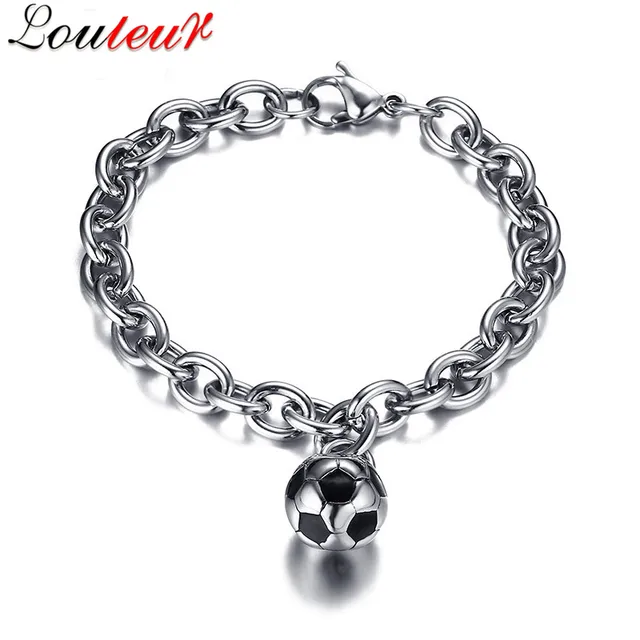 Louleur 2017 New Antique Silver Color Football Charm Bracelet For Louleur 2017 New Antique Silver Color Football Charm Bracelet For Men Stainless Steel Chain Bracelets