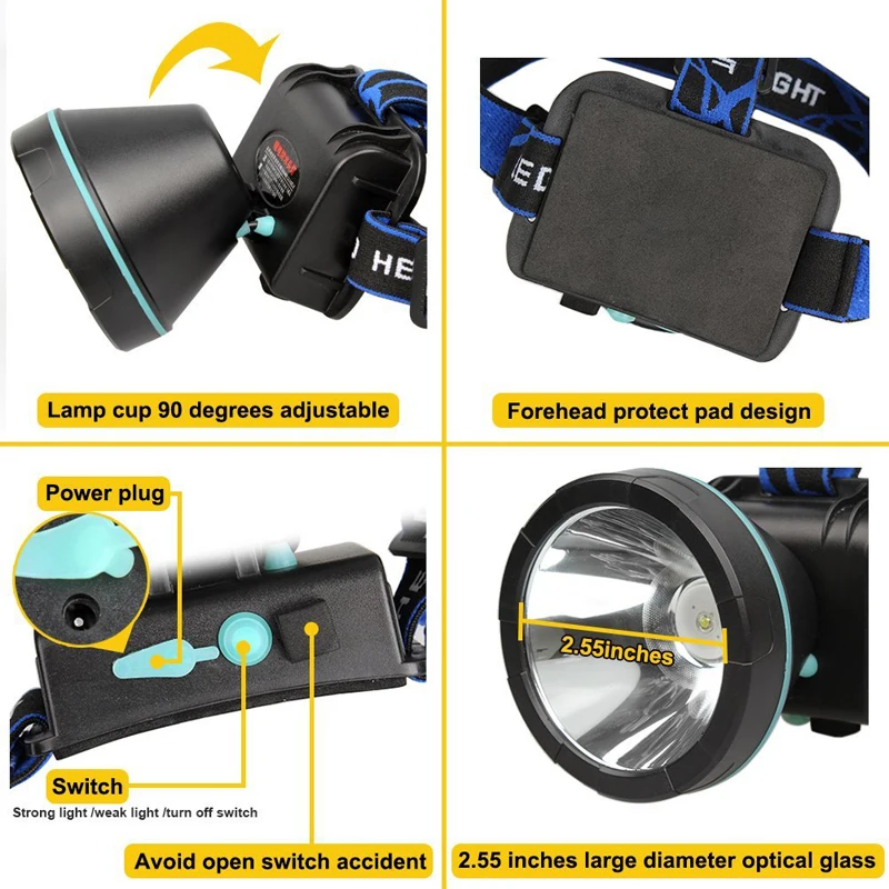 High Power Led Headlamp Flashlight Forehead 35W Rechargeable Battery Head Lamp Light Waterproof Outdoor Fishing Camping Lighting (4)