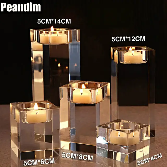 Peandim Elegant Simple Home Decorations K9 Crystal Candlestick