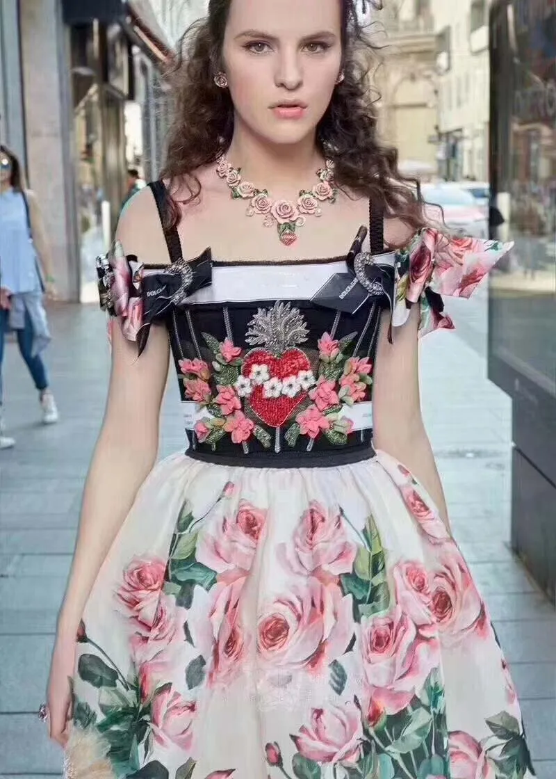 

2018 conjuntos mujer dos piezas Romantic Garden collection sarafans summer top and printing skirt set women two piece set summer