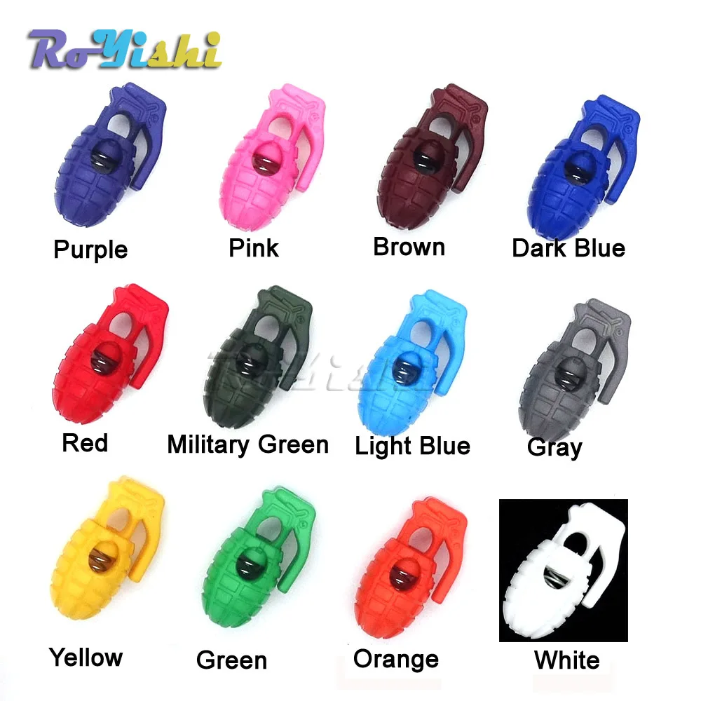 

100pcs/pack Mix Colors For Pick Cord Lock Stopper For Paracord Plastic Hand Grenade Style toggle
